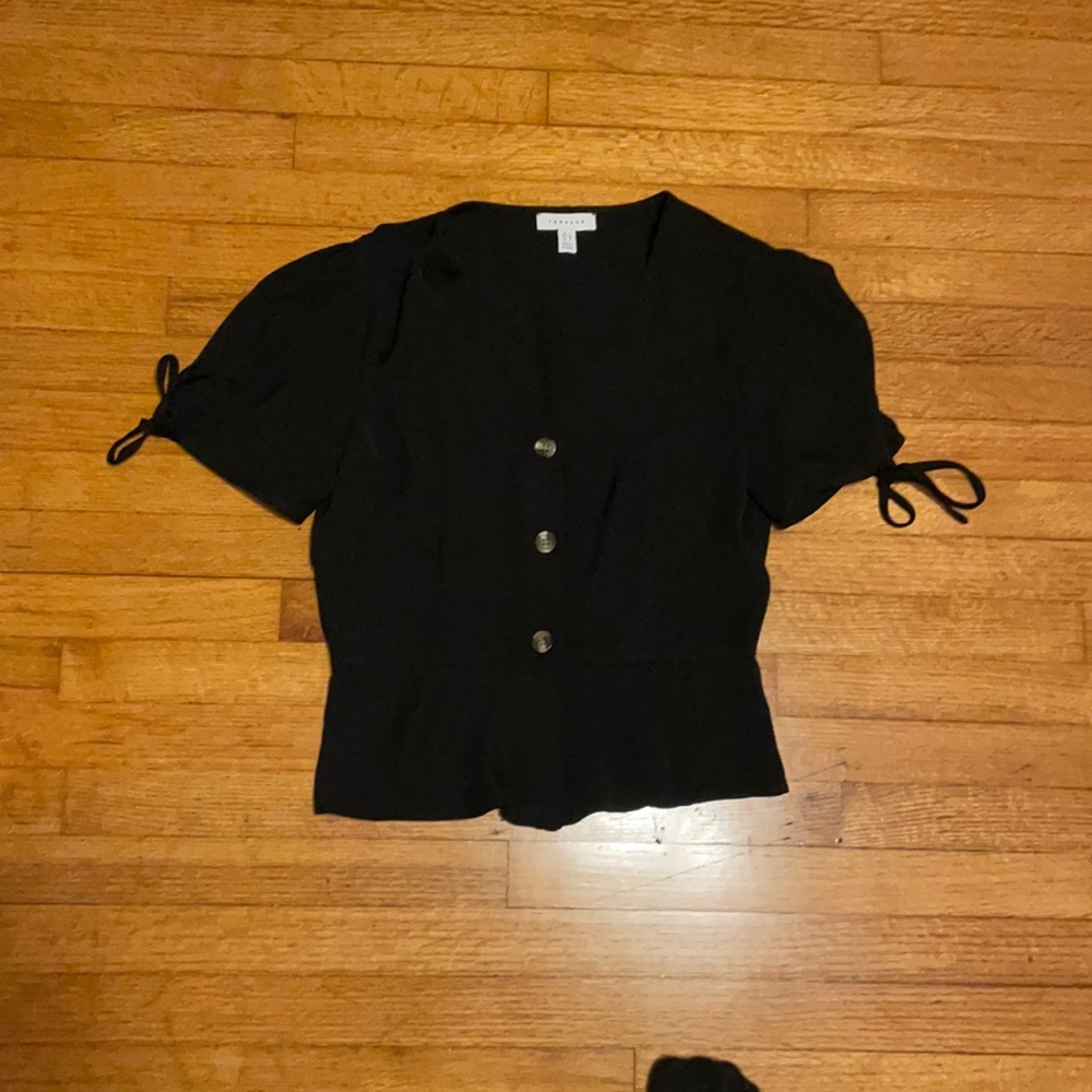 Topshop Black Peplum Blouse sz 4